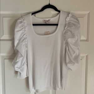 Nanette Lepore White Puff Sleeve Blouse